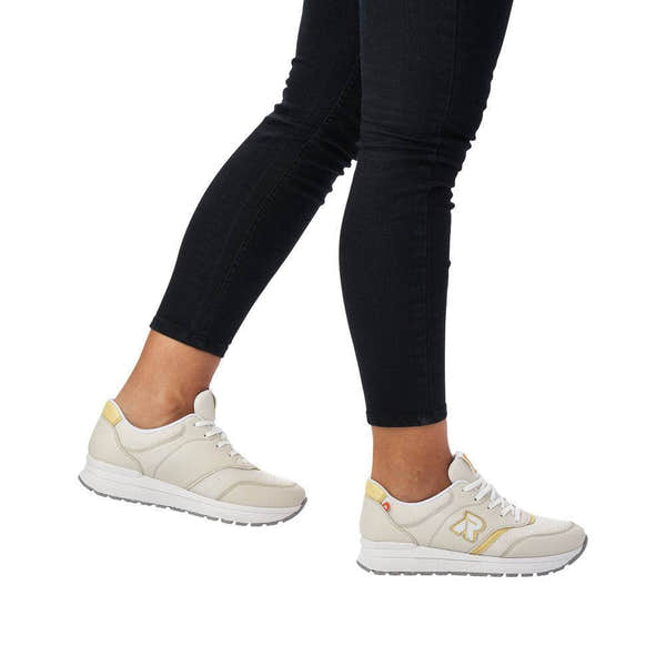 Rieker 40801-82 Ladies Off White Textile Lace Up Trainers-elevate your sole