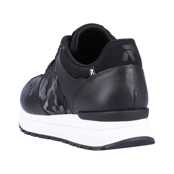 Rieker 40804-00 Ladies Black Leather & Textile Lace Up Trainers-elevate your sole