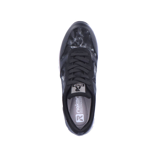 Rieker 40804-00 Ladies Black Leather & Textile Lace Up Trainers-elevate your sole