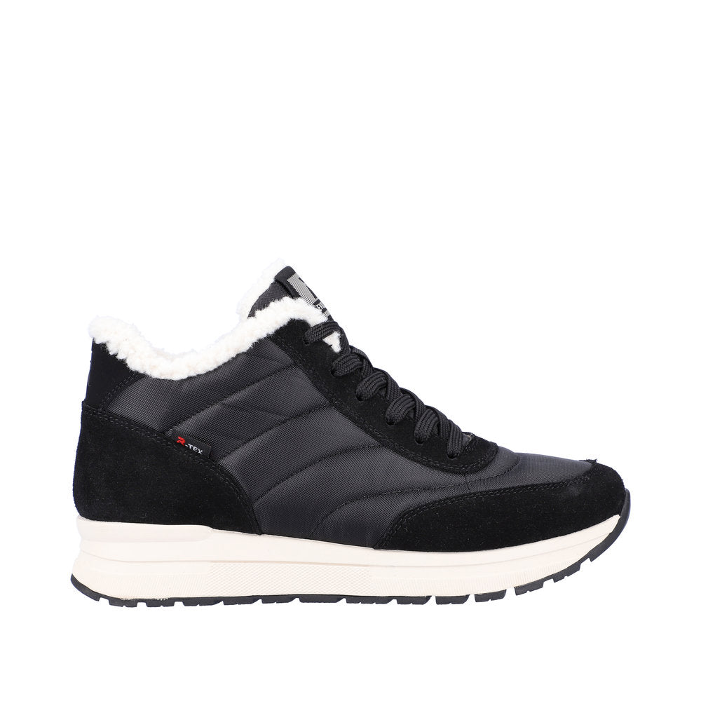 Rieker 40861-00 Ladies Black Suede & Textile Water Resistant Lace Up Ankle Boots-elevate your sole