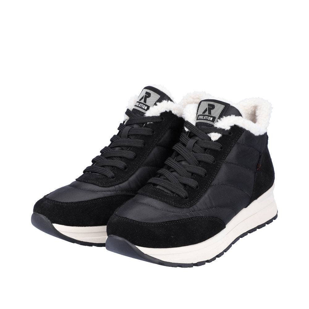 Rieker 40861-00 Ladies Black Suede & Textile Water Resistant Lace Up Ankle Boots-elevate your sole