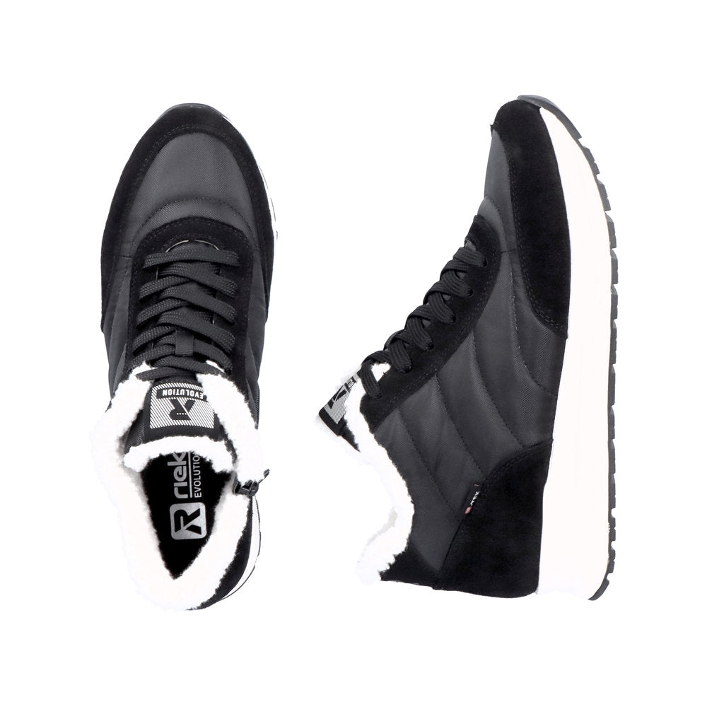 Rieker 40861-00 Ladies Black Suede & Textile Water Resistant Lace Up Ankle Boots-elevate your sole