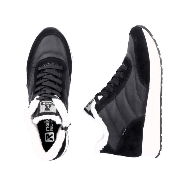 Rieker 40861-00 Ladies Black Suede & Textile Water Resistant Lace Up Ankle Boots-elevate your sole