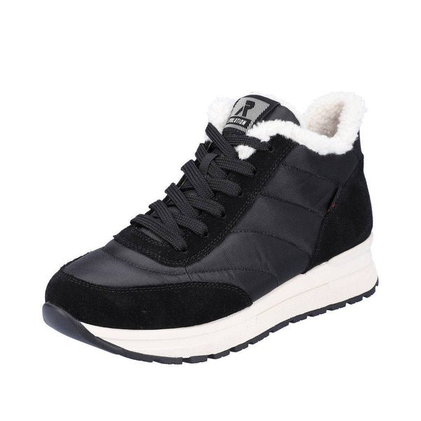 Rieker 40861-00 Ladies Black Suede & Textile Water Resistant Lace Up Ankle Boots-elevate your sole