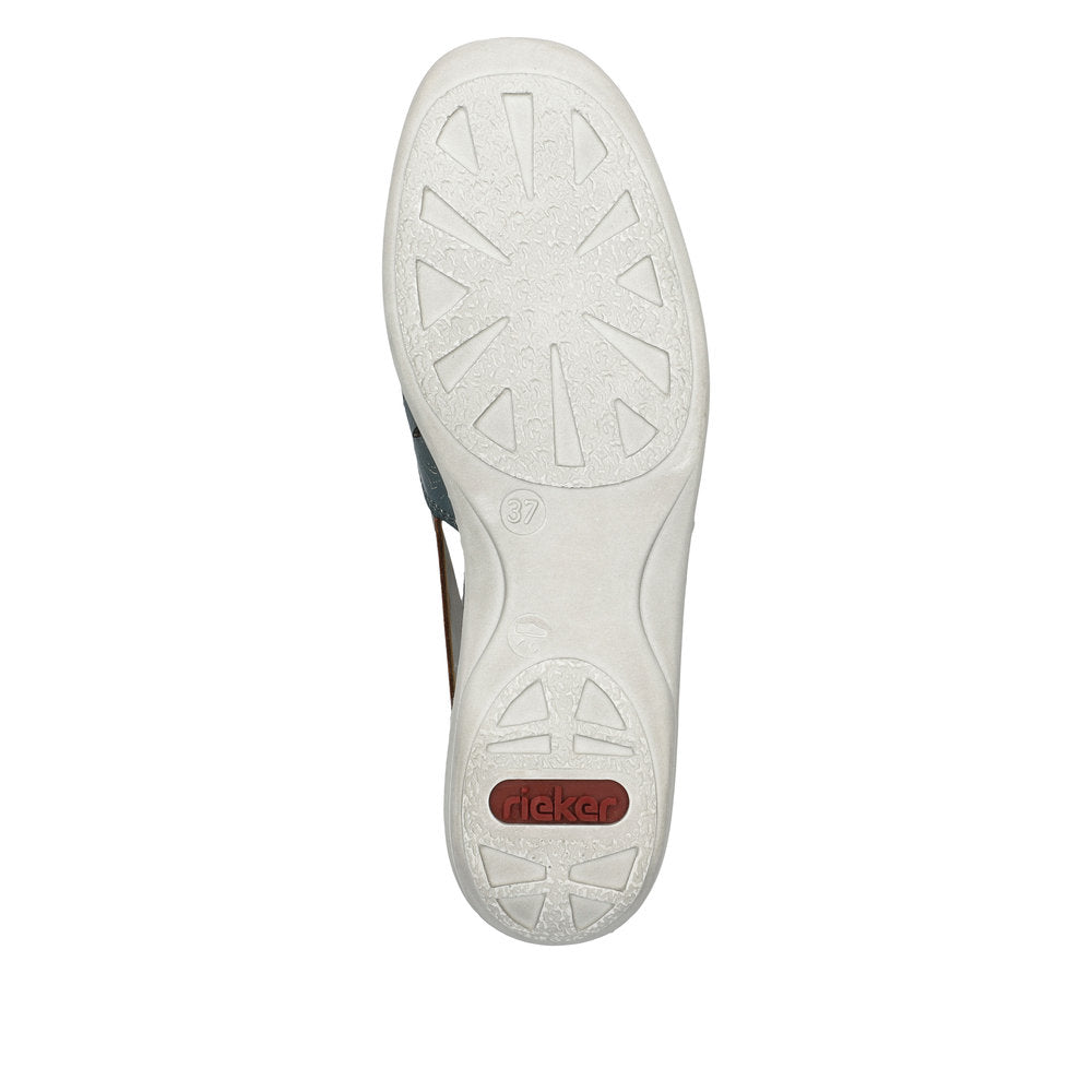 Rieker 41356-13 Ladies Blue Leather Slip On Loafers-elevate your sole