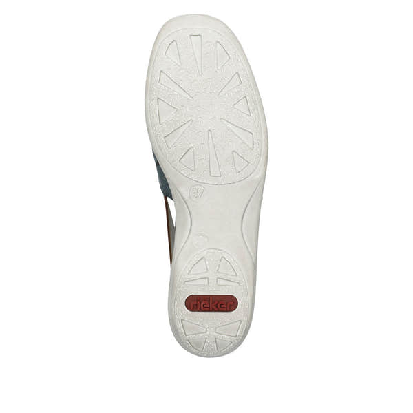 Rieker 41356-13 Ladies Blue Leather Slip On Loafers-elevate your sole