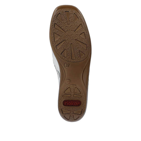 Rieker 41385-80 Ladies White/Silver Leather Slip On Loafers-elevate your sole