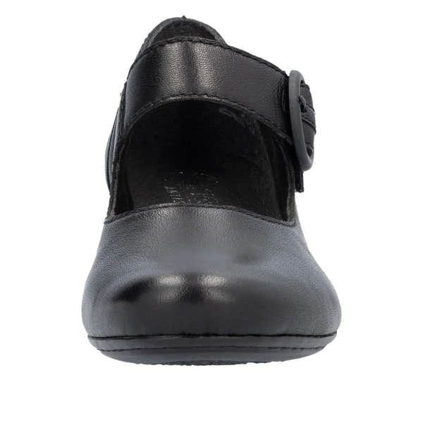 Rieker 41756-00 Ladies Black Leather Buckle Heels-elevate your sole