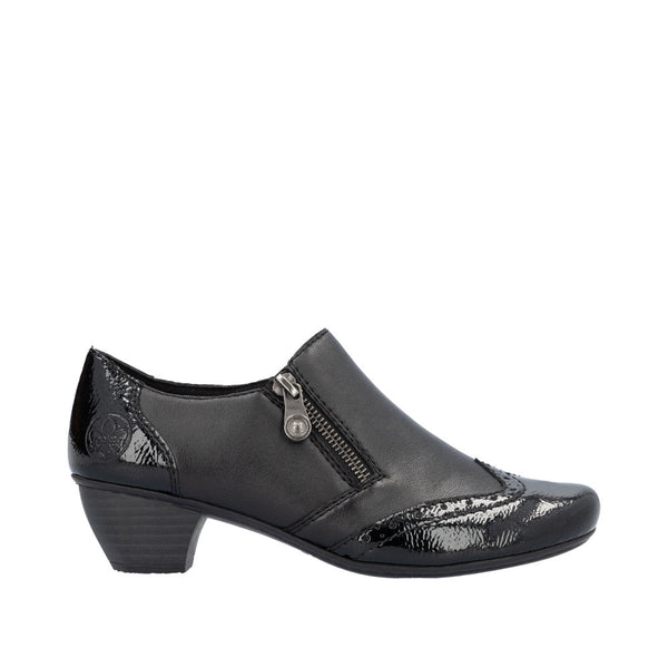 Rieker 41757-00 Ladies Black Leather Side Zip Shoe Boots-elevate your sole