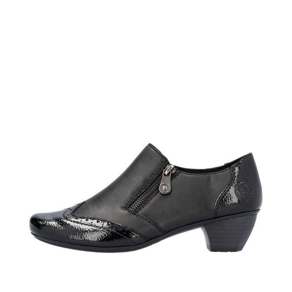 Rieker 41757-00 Ladies Black Leather Side Zip Shoe Boots-elevate your sole