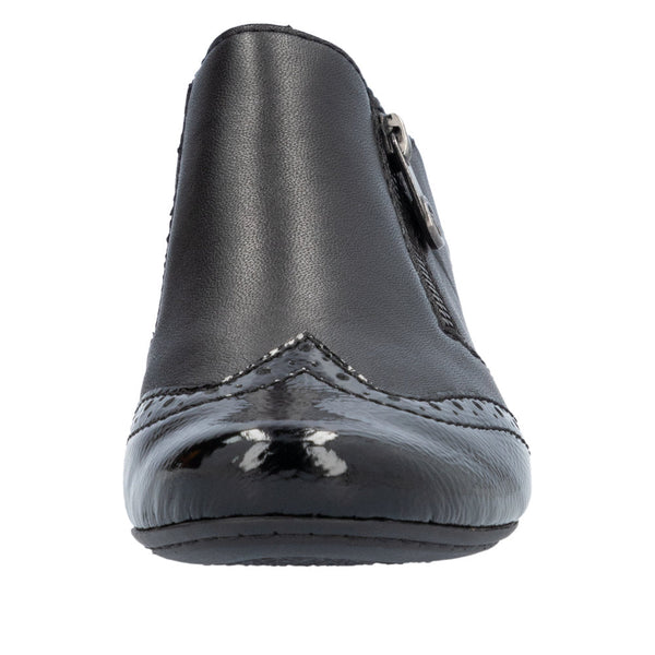 Rieker 41757-00 Ladies Black Leather Side Zip Shoe Boots-elevate your sole
