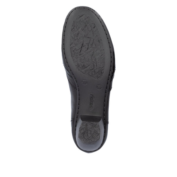 Rieker 41757-00 Ladies Black Leather Side Zip Shoe Boots-elevate your sole