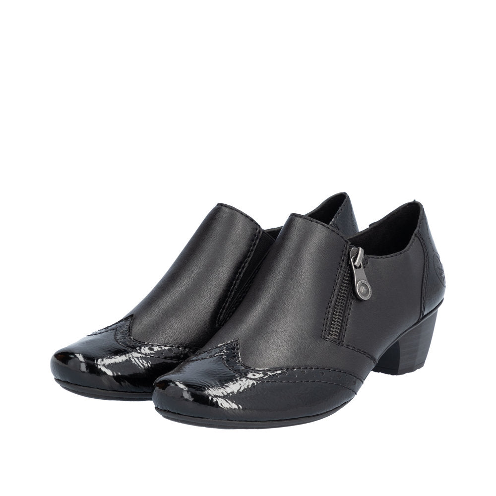 Rieker 41757-00 Ladies Black Leather Side Zip Shoe Boots-elevate your sole