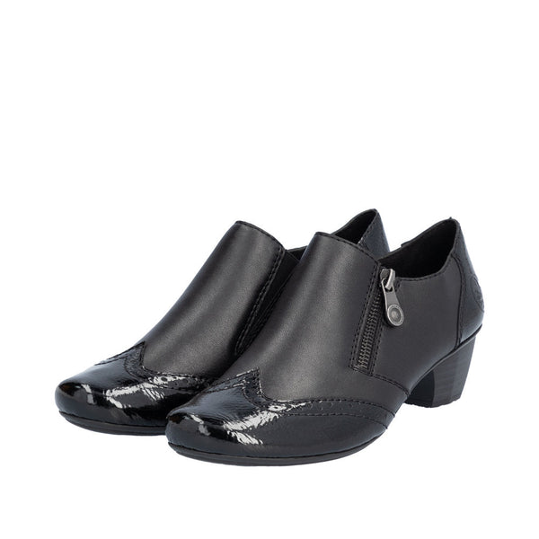 Rieker 41757-00 Ladies Black Leather Side Zip Shoe Boots-elevate your sole