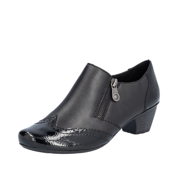 Rieker 41757-00 Ladies Black Leather Side Zip Shoe Boots-elevate your sole