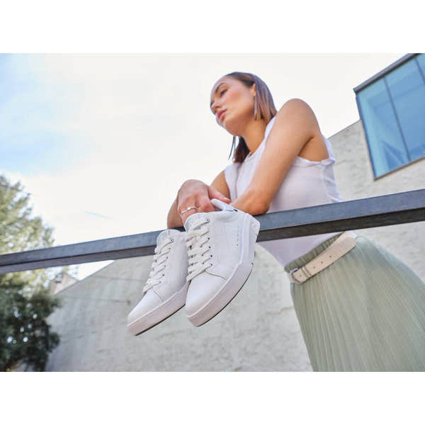 Rieker 41902-80 Adelia Ladies White/Silver Leather Lace Up Trainers-elevate your sole