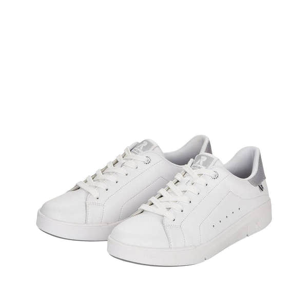 Rieker 41902-80 Adelia Ladies White/Silver Leather Lace Up Trainers-elevate your sole