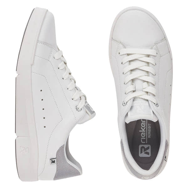 Rieker 41902-80 Adelia Ladies White/Silver Leather Lace Up Trainers-elevate your sole