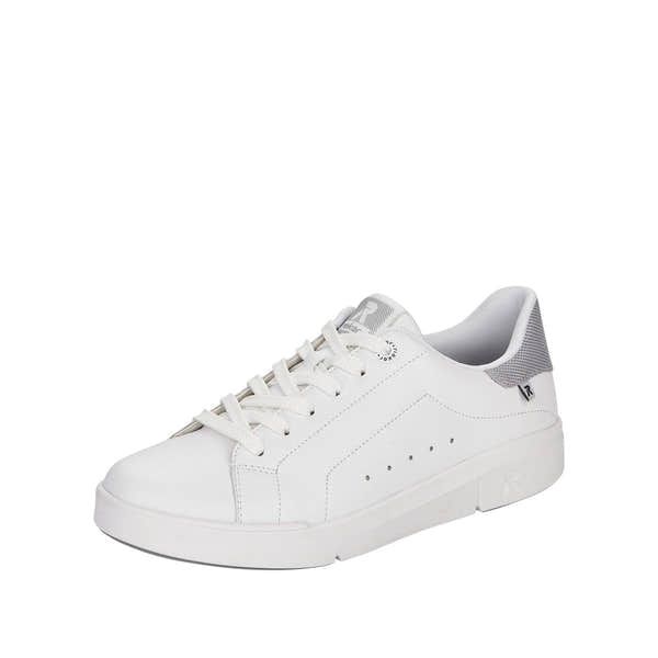 Rieker 41902-80 Adelia Ladies White/Silver Leather Lace Up Trainers-elevate your sole