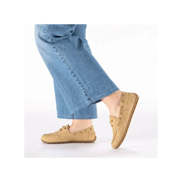 Rieker 43800-60 Ladies Marble Slip-On Shoes in tan, casual women's loafers with a sleek design and comfortable fit.