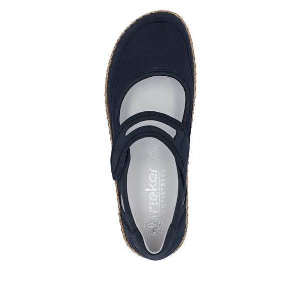 Rieker 44859-14 Ladies Navy Blue Touch Fastening Shoes with comfortable design and casual style.