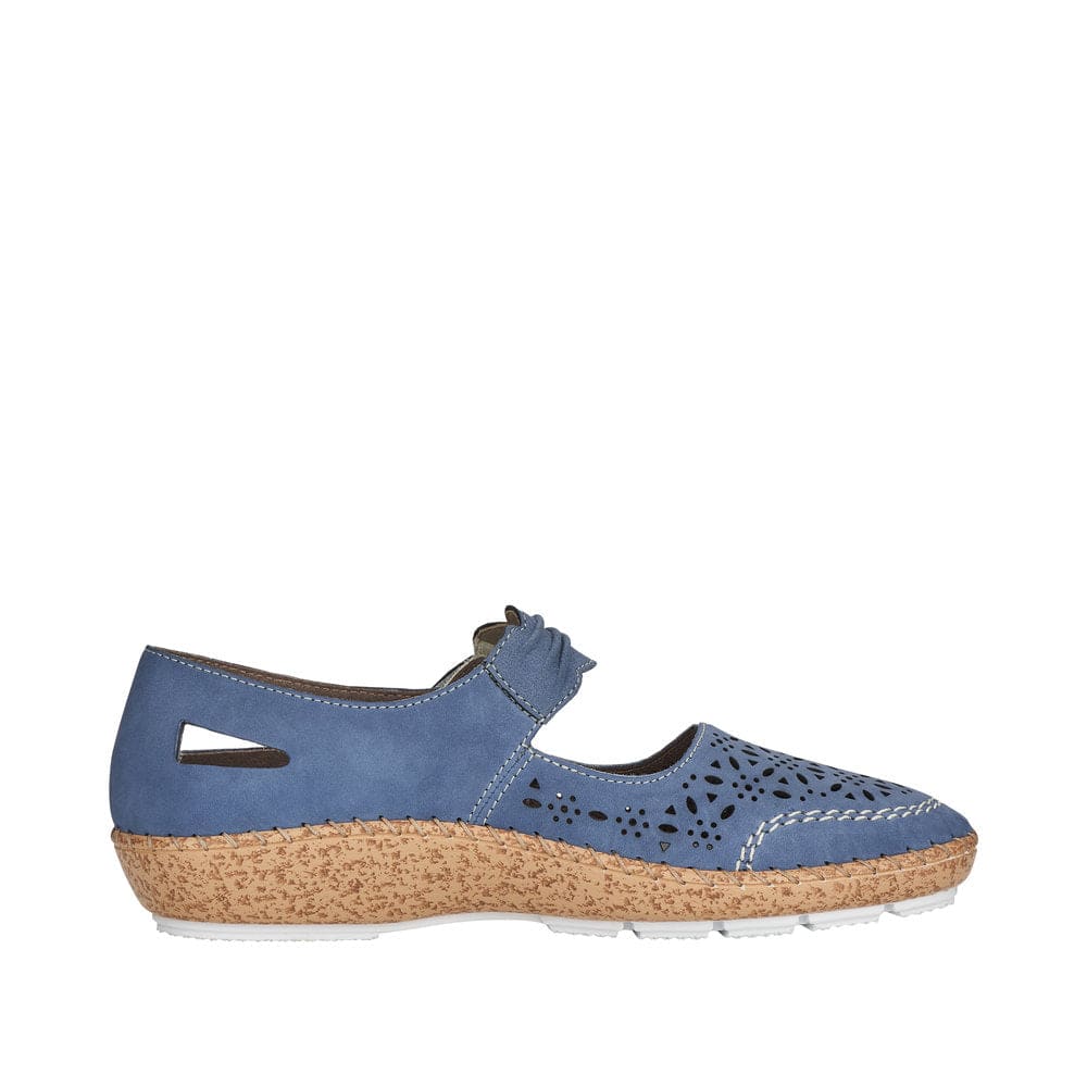 Rieker 44896-15 Ladies Jeans Blue Leather Mary Jane Shoes-elevate your sole