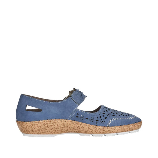 Rieker 44896-15 Ladies Jeans Blue Leather Mary Jane Shoes-elevate your sole