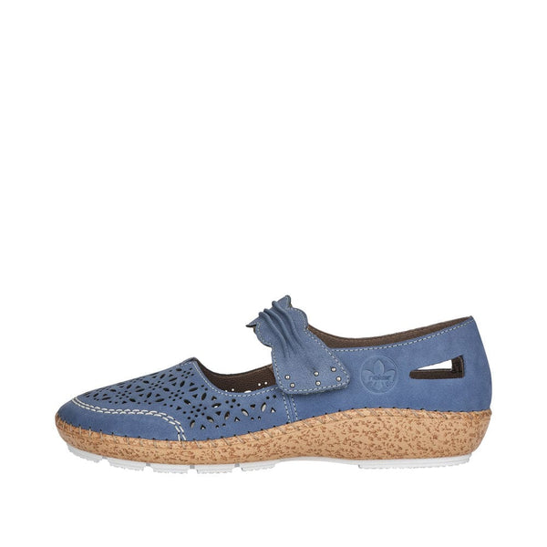 Rieker 44896-15 Ladies Jeans Blue Leather Mary Jane Shoes-elevate your sole
