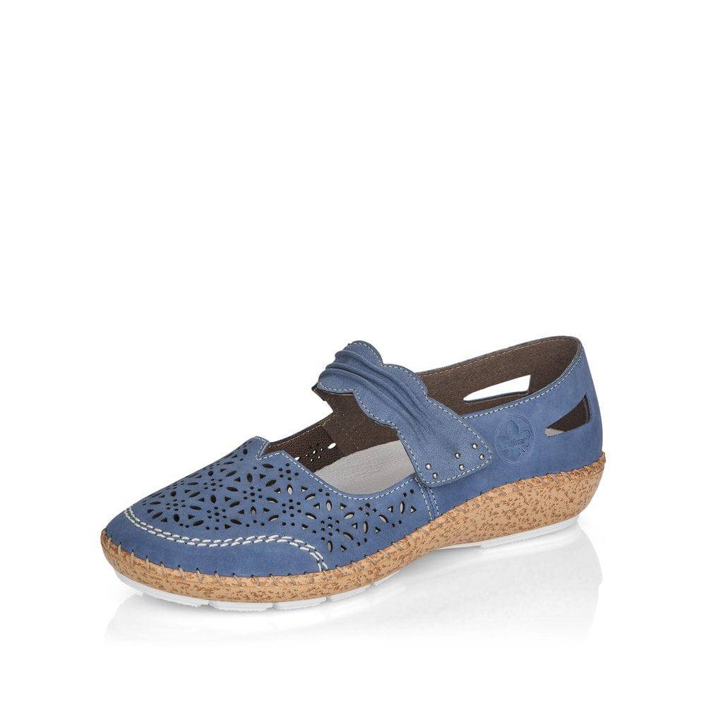 Rieker 44896-15 Ladies Jeans Blue Leather Mary Jane Shoes-elevate your sole