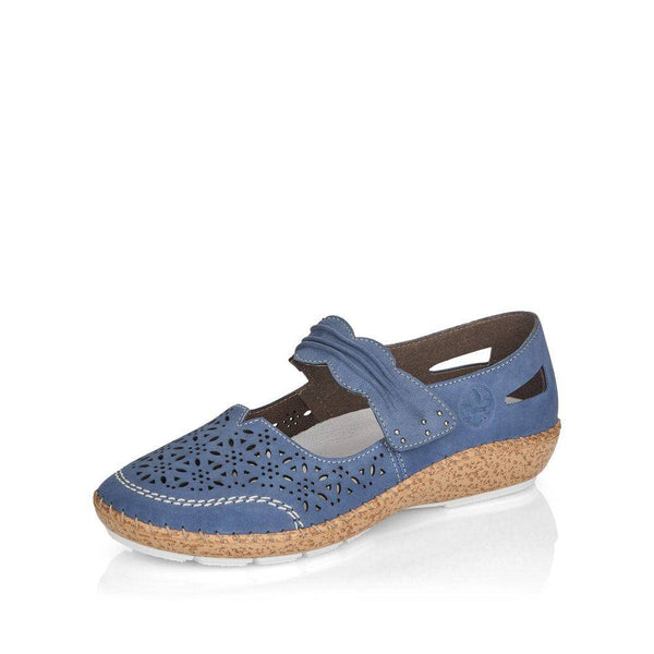 Rieker 44896-15 Ladies Jeans Blue Leather Mary Jane Shoes-elevate your sole