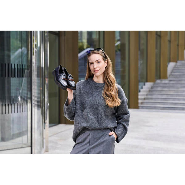 Rieker 45553-00 Ladies Black Elasticated Shoes