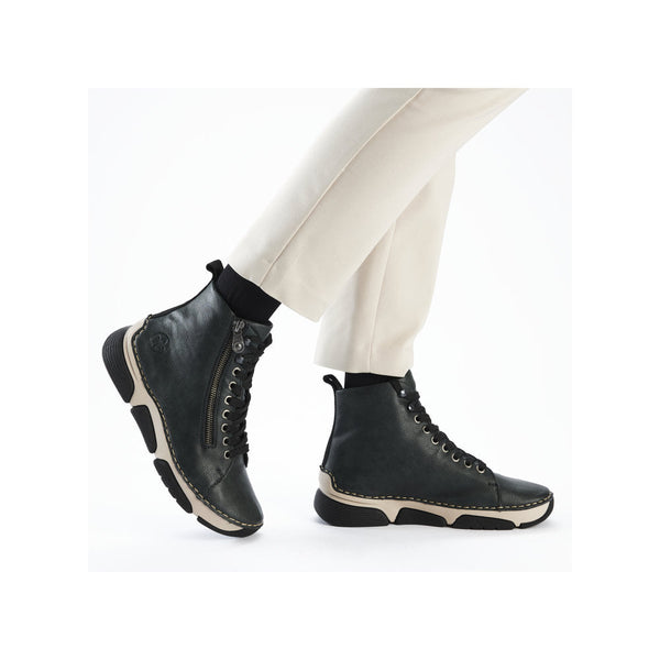 Rieker 45920-54 Ladies Green Zip & Lace Ankle Boots-elevate your sole