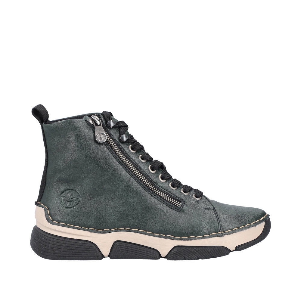 Rieker 45920-54 Ladies Green Zip & Lace Ankle Boots-elevate your sole