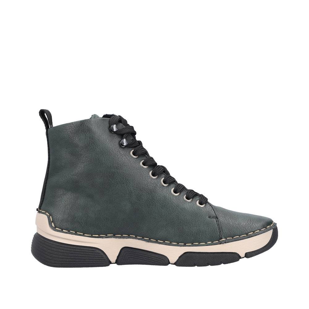 Rieker 45920-54 Ladies Green Zip & Lace Ankle Boots-elevate your sole