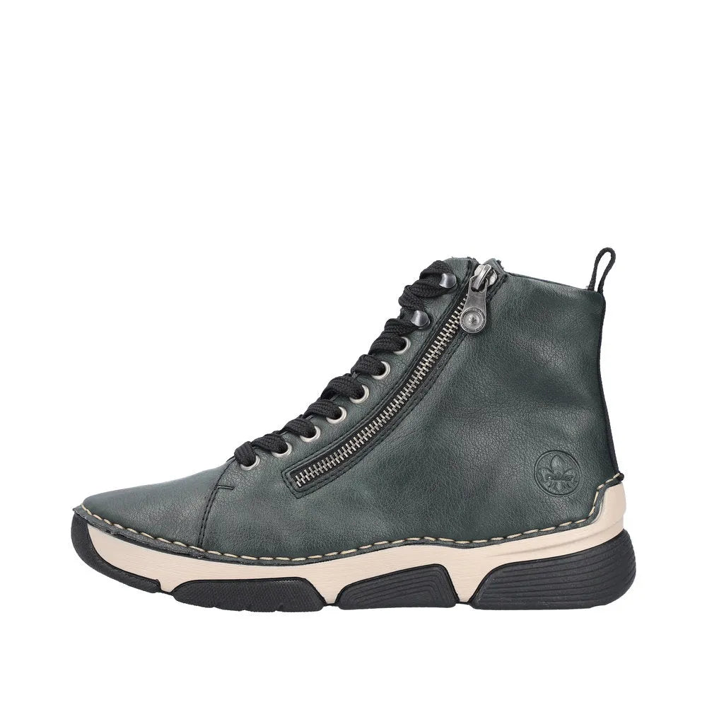 Rieker 45920-54 Ladies Green Zip & Lace Ankle Boots-elevate your sole