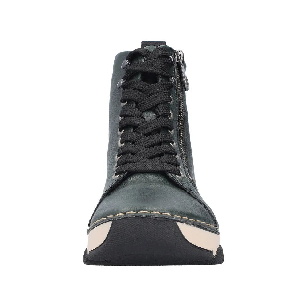 Rieker 45920-54 Ladies Green Zip & Lace Ankle Boots-elevate your sole