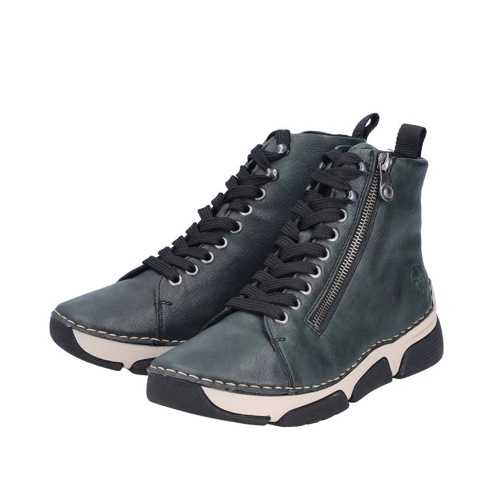 Rieker 45920-54 Ladies Green Zip & Lace Ankle Boots-elevate your sole