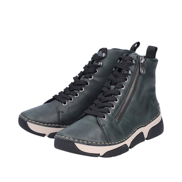 Rieker 45920-54 Ladies Green Zip & Lace Ankle Boots-elevate your sole