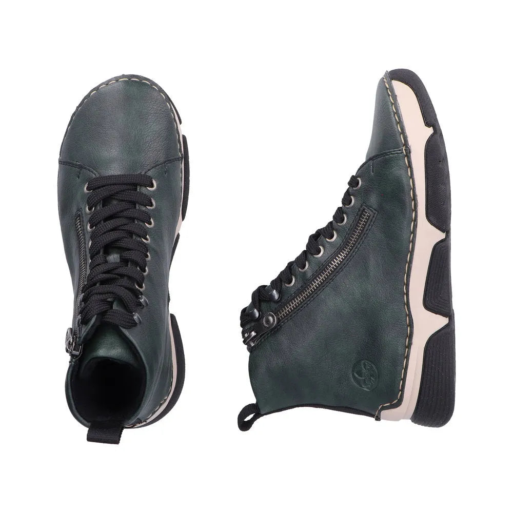 Rieker 45920-54 Ladies Green Zip & Lace Ankle Boots-elevate your sole
