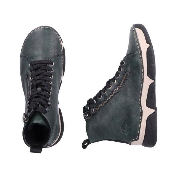 Rieker 45920-54 Ladies Green Zip & Lace Ankle Boots-elevate your sole