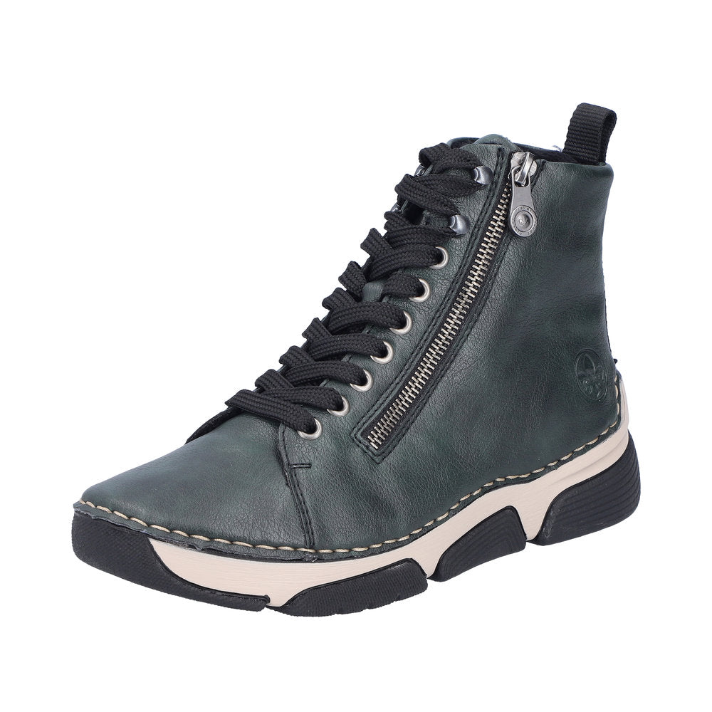 Rieker 45920-54 Ladies Green Zip & Lace Ankle Boots-elevate your sole