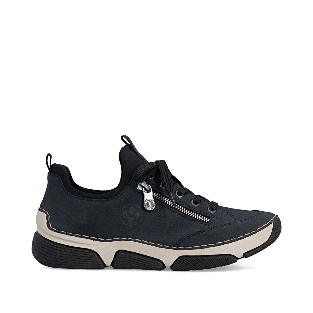 Rieker 45973-17 women's navy/black elasticated shoes, opposite side view.