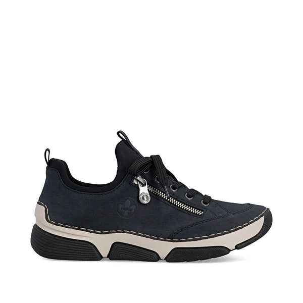 Rieker 45973-17 women's navy/black elasticated shoes, opposite side view.