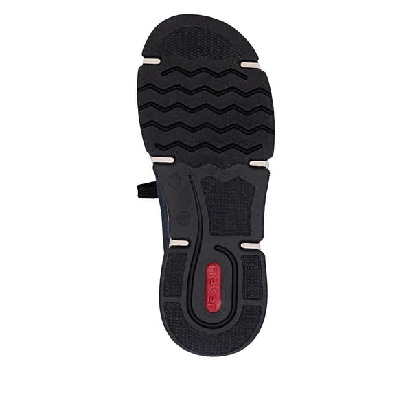 Rieker 45973-17 women's navy/black elasticated shoes, sole and tread view.