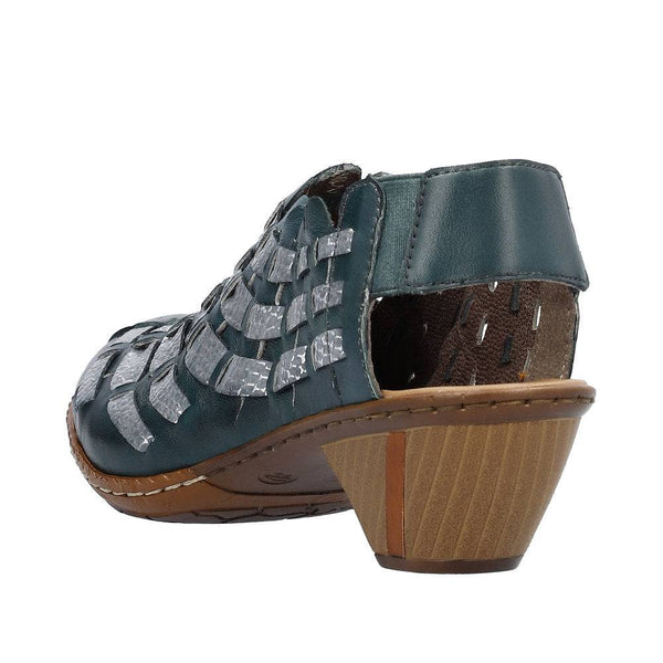 Rieker 46778-10 Ladies Blue & Silver Leather Slip On Sandals-elevate your sole