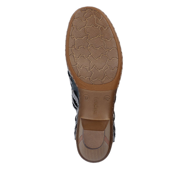 Rieker 46778-10 Ladies Blue & Silver Leather Slip On Sandals-elevate your sole