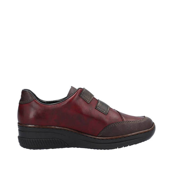 Rieker 48750-35 Ladies Red Combi Leather Touch Fastening Shoes-elevate your sole