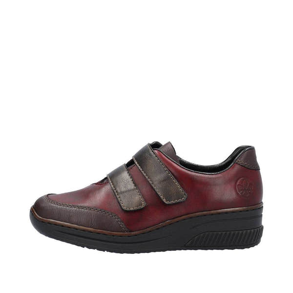 Rieker 48750-35 Ladies Red Combi Leather Touch Fastening Shoes-elevate your sole