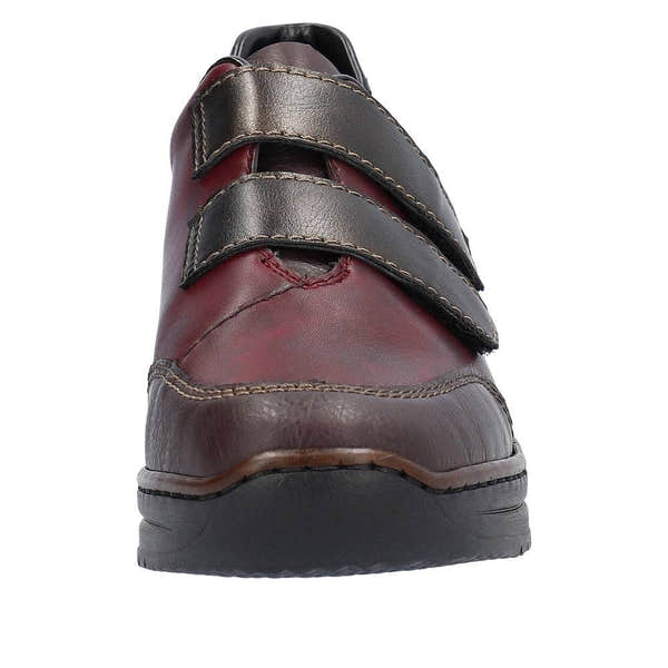 Rieker 48750-35 Ladies Red Combi Leather Touch Fastening Shoes-elevate your sole
