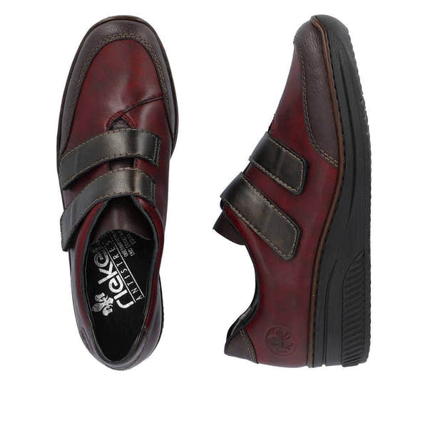 Rieker 48750-35 Ladies Red Combi Leather Touch Fastening Shoes-elevate your sole